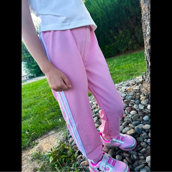 Girls, Pink & White, Sporty Joggers - Picture 3 of 6